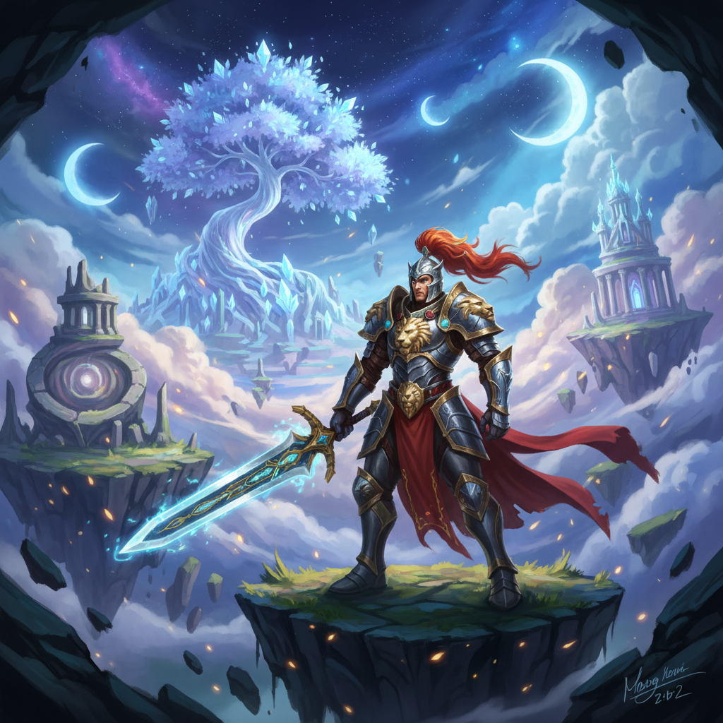 AI-generated fantasy game concept art of an armored character